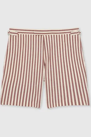 Reiss Roas Cotton Blend Seersucker Stripe Shorts 34