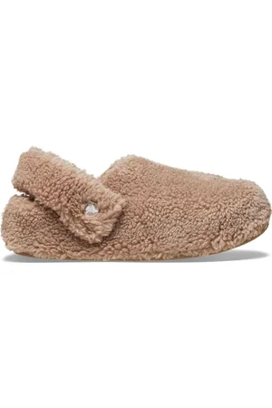 Crocs Brown Light Pink Classic Cozzzy Fleece Slippers AU 7 (EU 38.5)