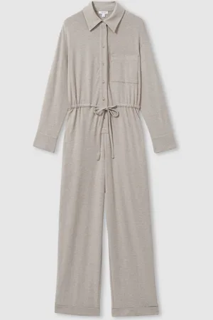 Reiss Fawn Rita Thermal Jersey Drawstring Jumpsuit L