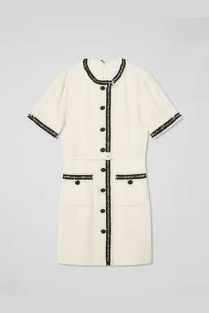 LK Bennett Charlie Petite Italian Cotton Blend Tweed Dress AU 16