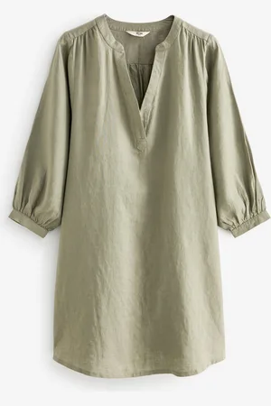 Next Khaki Green 100% Linen Premium Kaftan AU 10