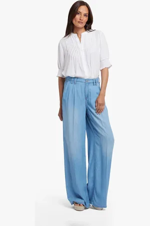 NYDJ Blue Whitney Pleated Trousers AU 16