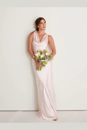 Six Stories Cowl Front Asymmetrical Satin Bridesmaid Dress AU 16