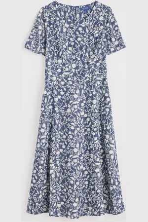 Seasalt Cornwall Fox Path Printed Chambray 100% Cotton Dress AU 8