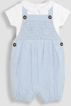 JoJo Maman Bébé Blue 2-Piece Smocked Dungarees & Body Set Upto 3 Months (50