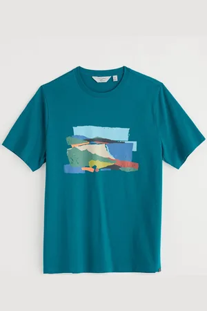 Seasalt Cornwall Teal Blue Mens Midwatch 100% Cotton T-Shirt medium