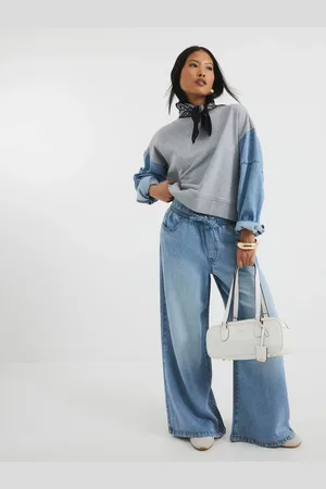 River Island Blue Petite Wide Leg Pyjamas Jeans