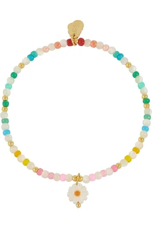 ESTELLA BARTLETT Gold Tone Multi Gemstone Shell Flower Bracelet One