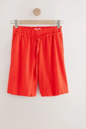 Next Tie Waist Linen Blend Bermuda Knee Shorts AU 14 Petite