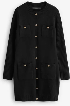 Next Smart Button Up Knitted Jumper Dress with Wool L Reg