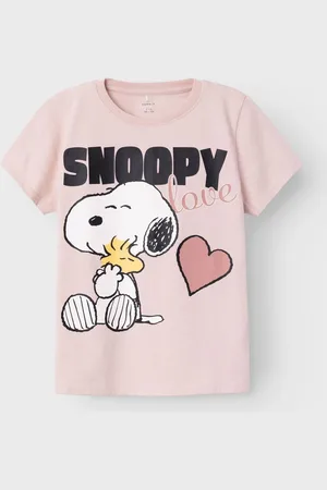 NAME IT Pink Girls 100% Cotton Boxy Snoopy T-Shirt 5 Years (110cm)