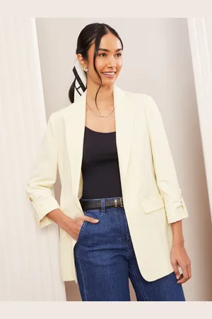 Friends Like These White Edge to Edge Tailored Sleeve Detail Blazer AU 16