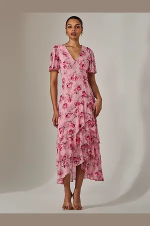 Jolie Moi Mesh Print Frill Hem Midaxi Dress AU 10