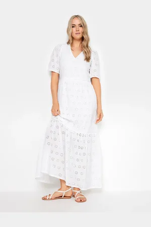 Long Tall Sally 100% Cotton V-Neck Broderie Dress AU 18 Tall