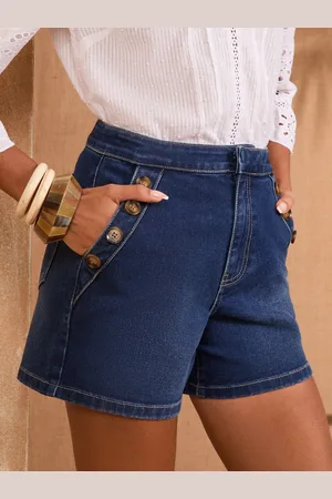 Love & Roses Denim Sailor Button Detail Shorts AU 18