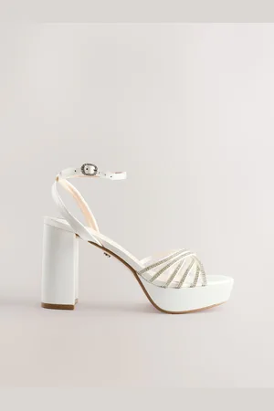 Next White Forever Comfort Wedding Platfrom Strappy Bridal Block Heels AU 7 (EU 38)