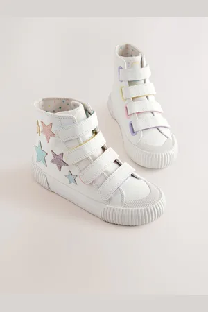 Next White Glitter Stars Standard Fit (F) High Top Trainers with Touch Close Fastening AU 11 (EU 29)