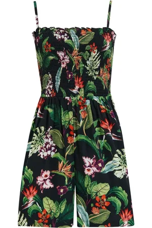 Pour Moi Black Strapless Shirred Bodice Woven Beach Playsuit AU 10