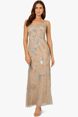 Adrianna Papell Beaded Mermaid Long Dress AU 16