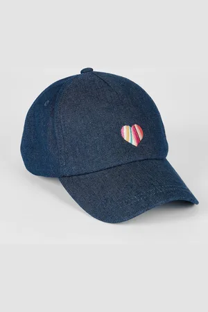 Paul Smith Blue Heart Swirl Embroidered Denim Cap One