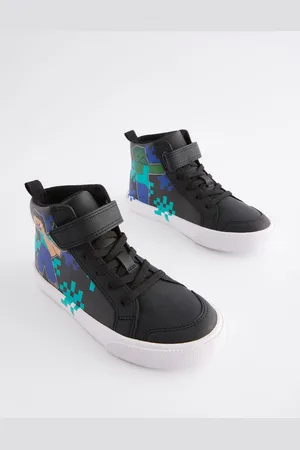 Next Black Minecraft Elastic Lace High Top Trainers US 4 (UK 3)