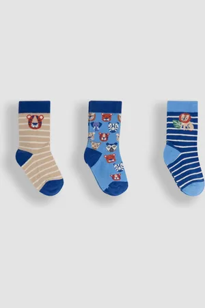 JoJo Maman Bébé Blue 3-Pack Printed Socks 2