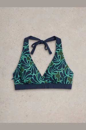 White Stuff Green Sunshine Reversible Bikini Top AU 14