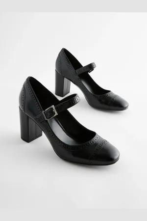 Next Extra Wide Fit Forever Comfort Brogue Round Toe Block Heel Court Shoes AU 7 XW (EU 38)