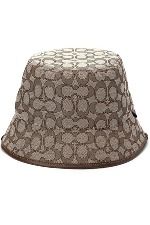 Coach Brown Signature C Jacquard Bucket Hat M-L