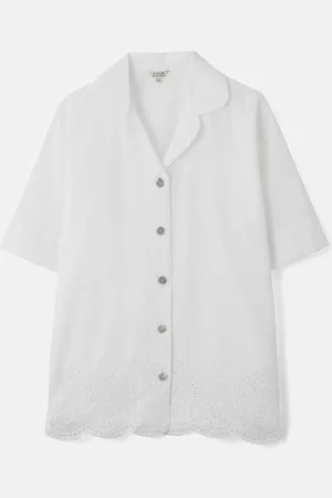 Jigsaw Broderie Short Sleeved 100% Cotton Top M