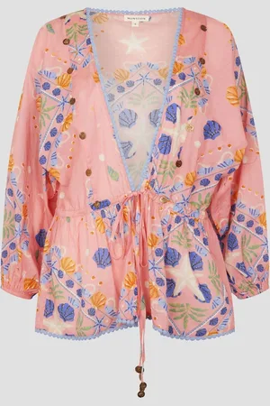 Monsoon Mabel Shell Print 100% Cotton Kaftan Top M