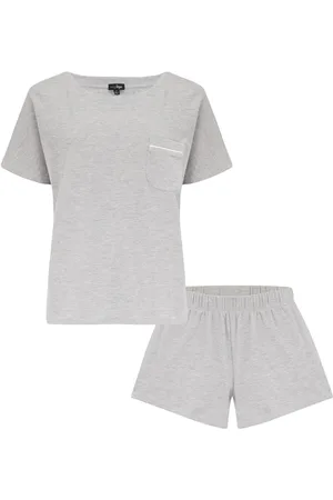 Pour Moi Grey Waffle Pocket Detail Top and Short Pyjama Set AU 16
