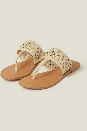 Accessorize Cream Cut-Out Strap Flip Flop Sandals AU 10 (EU 41)