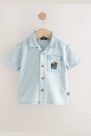 Next Short Sleeves Revere Collar Denim Backprint 100% Cotton Shirt (3mths-7yrs) 5