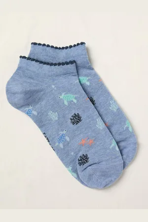 Fat Face FatFace Blue Turtle Trainer Socks One