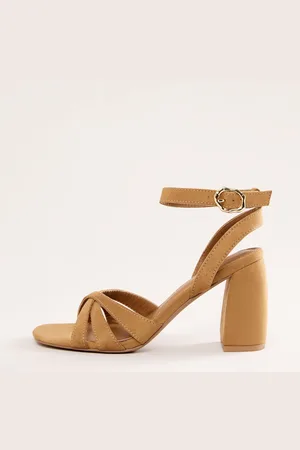 Love & Roses Brown Flared Block Heel Faux Suede Sandals AU 5 (EU 36)