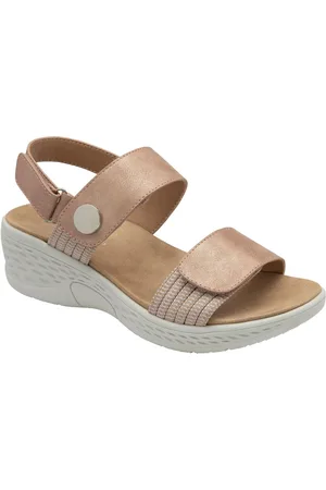 Dunlop Pink Twin Strap Touch Fasten Wedge Sandals eu39uk6