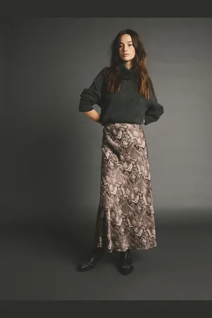 Next Printed Satin Midi Skirt AU 18
