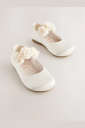 Next Standard Fit (F) Satin Flower Girl Occasion Corsage Mary Jane Shoes AU 12 (EU 30.5)