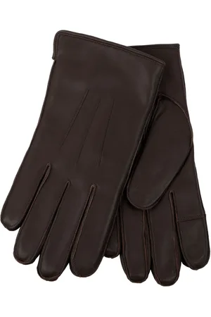 Totes Brown Isotoner Mens Premium 3 Point Winter Leather Gloves With Faux Fur Lining