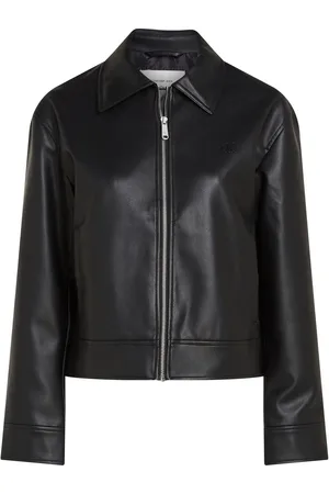 Calvin Klein Black Faux Leather Zip Jacket S