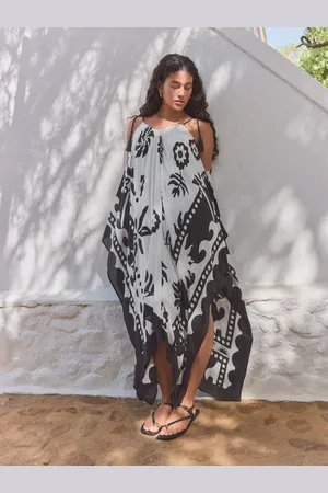 Next Black/White Palm Print Cold Shoulder Cover-Up S-M
