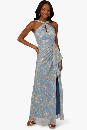 Adrianna Papell Halter Soft Skirt Gown AU 8