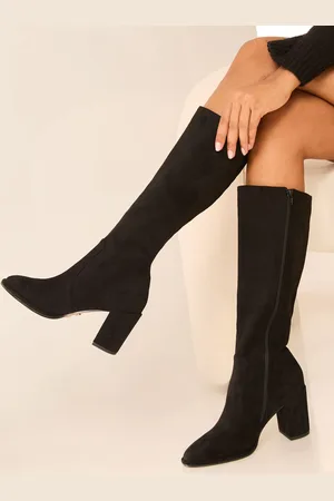 Lipsy London Black Regular Fit Block Heel Knee High Faux Suede Boot AU 11 (EU 42)