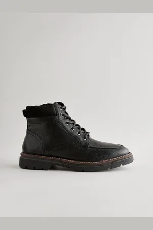 Next Black Leather Apron Toe Zip Up Boots AU 9 (EU 43)