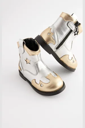 Next Silver Metallic Western Boots AU 3 (EU 19)