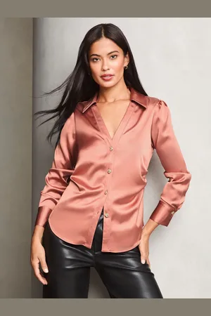 Lipsy London Ruched Side Satin Button Through Shirt AU 12