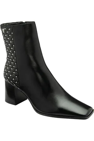 Ravel Black Leather Block-Heel Ankle Boots AU 7 (EU 38)