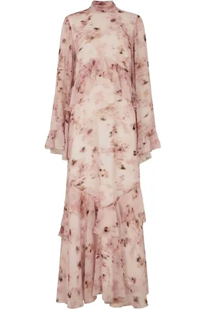 DASKA Amy Maxi Dress With Long Sleeves And Ruffle Detail On Waist M