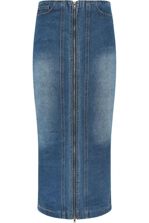 Long Tall Sally 100% Cotton Zip Denim Skirt AU 8 Tall
